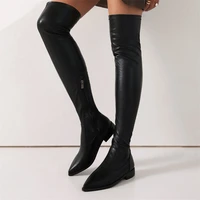 women boots winter luxury casual low heel pointed women shoes 2022 designer party over the knee with beautiful legs ladies boots