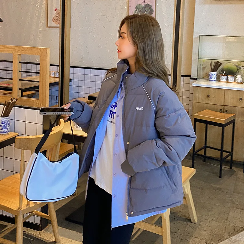 2023 Winter New Style Short Stand-up Collar Cotton-padded Jacket Ladies Fashion Loose Students Warm Down Cotton-padded Jacket