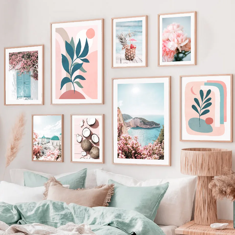 

Настенная картина с изображением ананаса, пляжа, цветов, Морского Пейзажа, искусство на холсте, декор для гостиной, спальни, подарок на день рождения