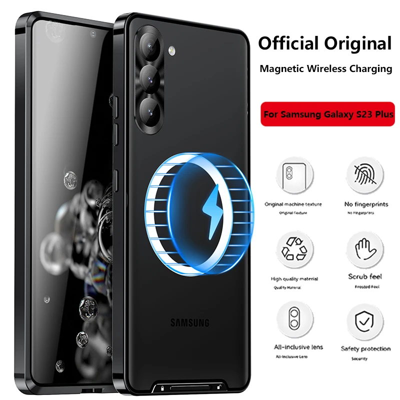 

Original Ultrathin Metal Shell For Samsung S23 Plus Case Magnetic Wireless Charging Shockproof Cover For Galaxy S23 Plus Case