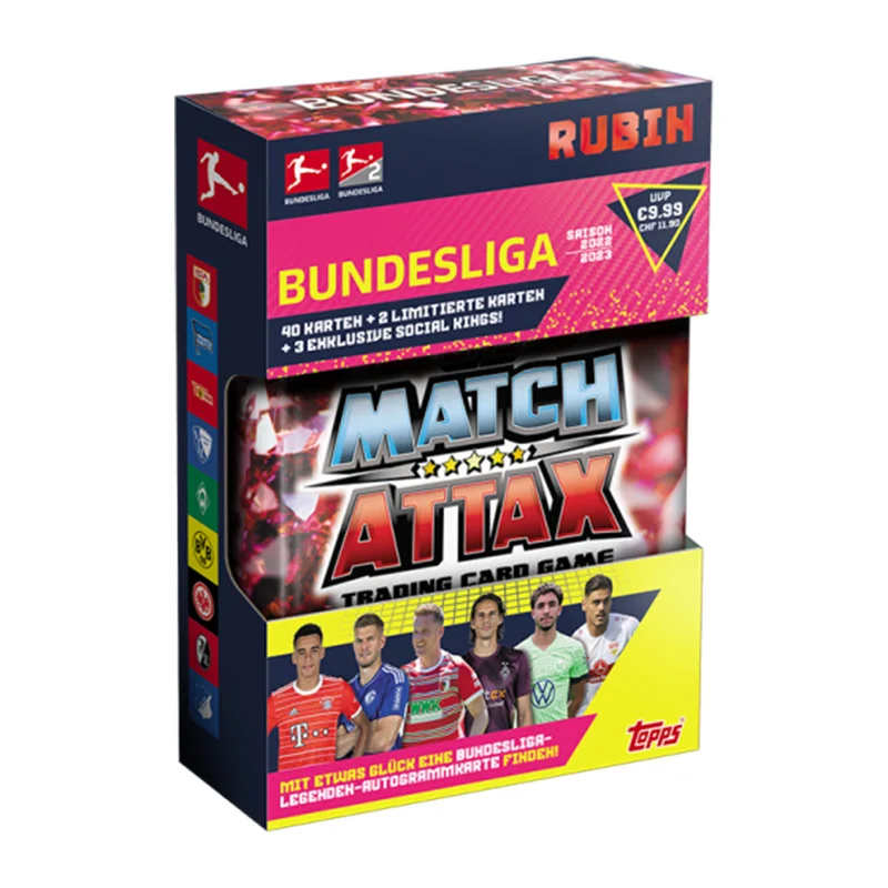 

2022-23 Match Atax Bundesliga Mini Tin Ruby Official Limited Collectible Card Mavropanos Omar Signature Fan Kids Idol Toy Gift