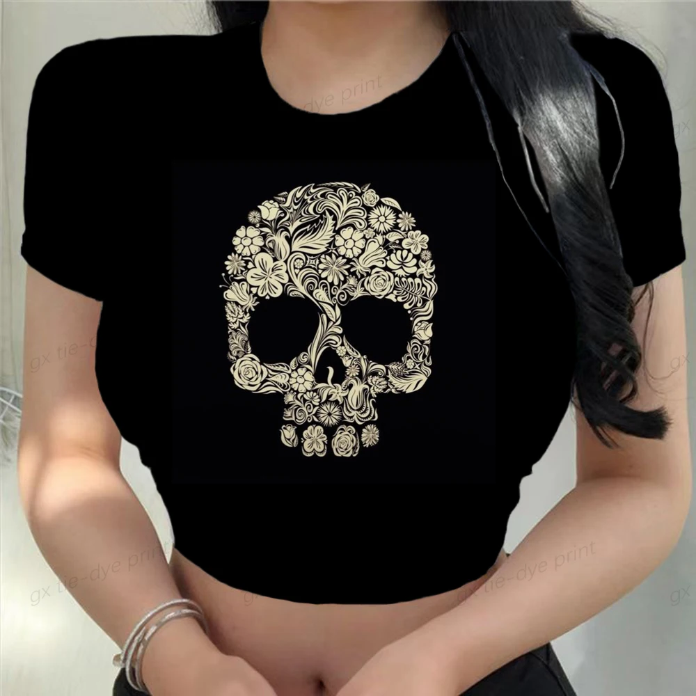 Женские топы в стиле Харадзюку 90-х Забавный кроп-топ с коротким рукавом одежда