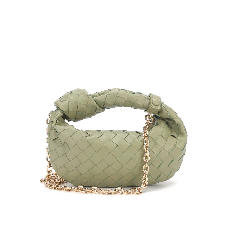 2023 Spring/Summer New Premium Slanting Cross Knotted Cow Horn Bag Hand Carrying Woven Bag Tote Crossbody Bag