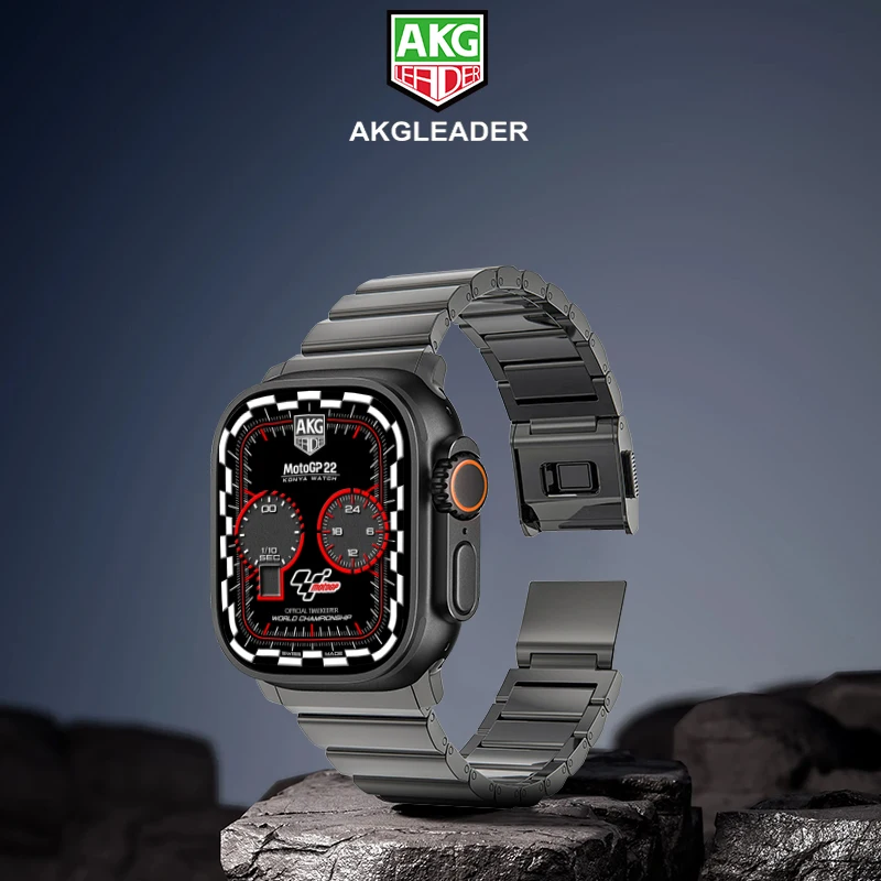 AKGLEADER Магнитный ремешок из чистого титана для Apple Watch Ultra 2 3 49 мм 45 умных часов iwatch 4 5