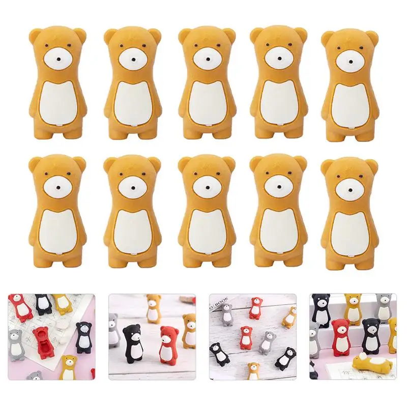 

15Pcs Bear Erasers Cartoon Rubber Student Painting Eraser for Kids School Supplies Student Office Stationery (Random Color)