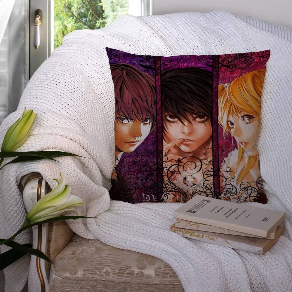 

Custom DEATH NOTE Square Pillowcase Polyester Linen Velvet Printed Zip Decor Pillow Case Car 22119-20