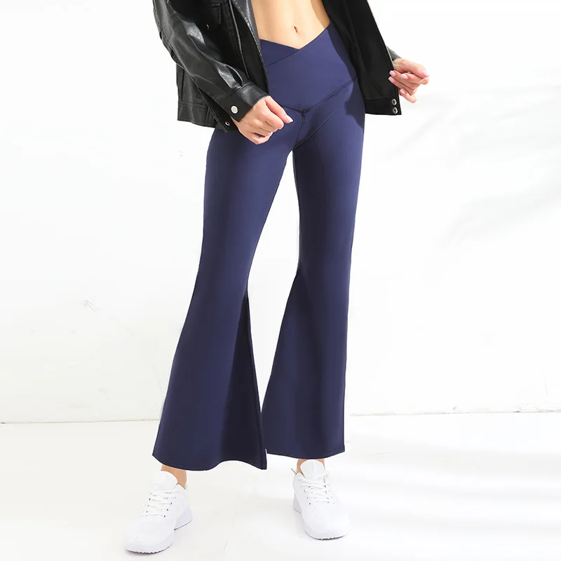 Yoga pants women wide leg trousers Leggings for fitness spandex Nylon High Waist Crossover V Sport Nude Hip Lift Yoga Flared