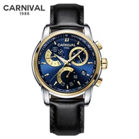 carnival brand men watches automatic mechanical watch sport clock leather casual business retro wristwatch relojes hombre