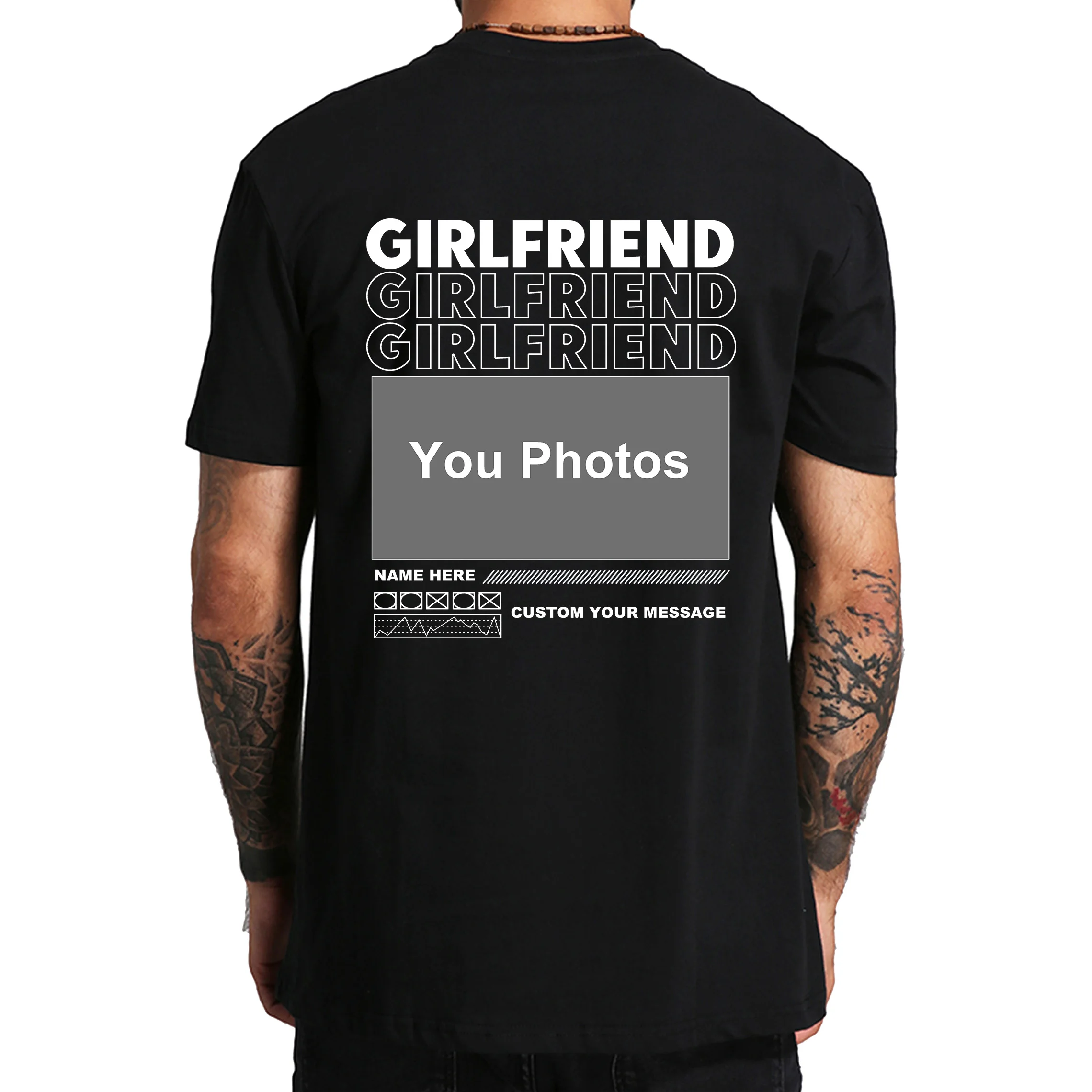 Фото Футболка Only You My Girlfriend, подарок бойфренду, футболки с коллажем для подруги, футболка на день Святого Валентина, хлопковая мягкая футболка для мужчин №3