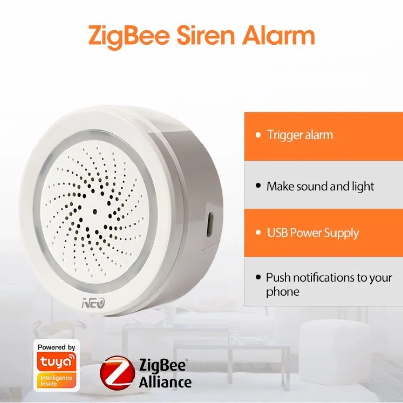 

2023 Tuya WiFi Zigbee Siren Alarm Sensor With Temperature and Humidity Sensor Tuya Compatiable With Echo Google Home Assistant