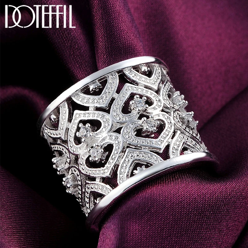 

DOTEFFIL 925 Sterling Silver Opening AAA Zircon Many Hearts Ring For Women Fashion Wedding Engagement Party Gift Charm Jewelry