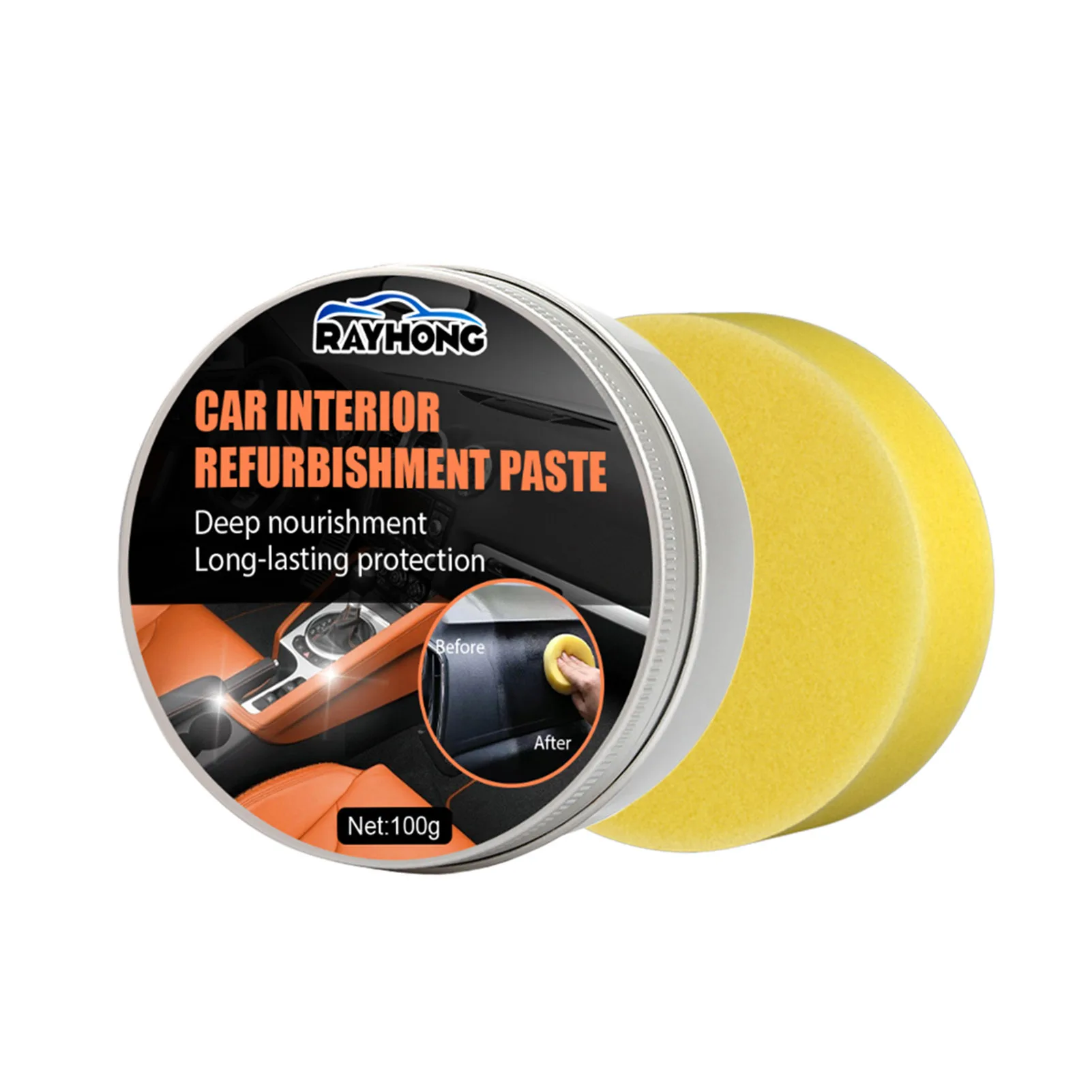 

Leather Maintain Cream Interior Car Cleaner With Application Sponge Auto Leather Refurbishment Paste Use On Auto Interior