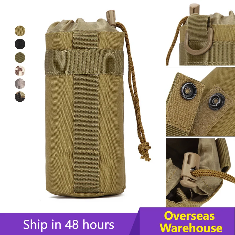 500ml Outdoor Molle Pouch Bag Tactical Water Bottle Carrier Travel Hiking Drawstring Water Bottle Holder Kettle Carrier Bag