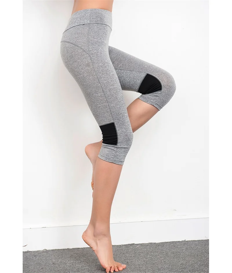 

D Female Yoga Pants Seven-length Sports Outdoors Tracksuits Tights Fitness Quick-Drying Compression Pants Sportswear KS265