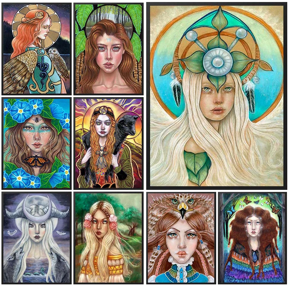 

Vintage Wild Animal Magic Girls with Owl Posters Wall Art Canvas Painting Home Decor Wall Pictures For Living Room Unframed