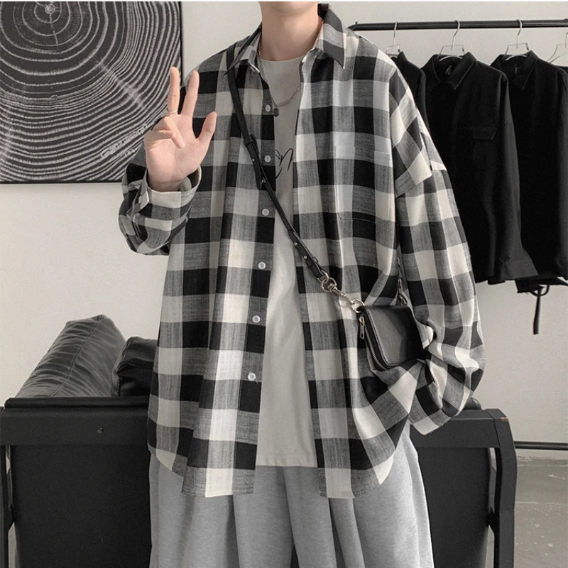 

Рубашка женская в клетку, блуза с длинным рукавом в стиле ретро, на пуговицах, Повседневная Свободная прямая универсальная верхняя одежда, б...