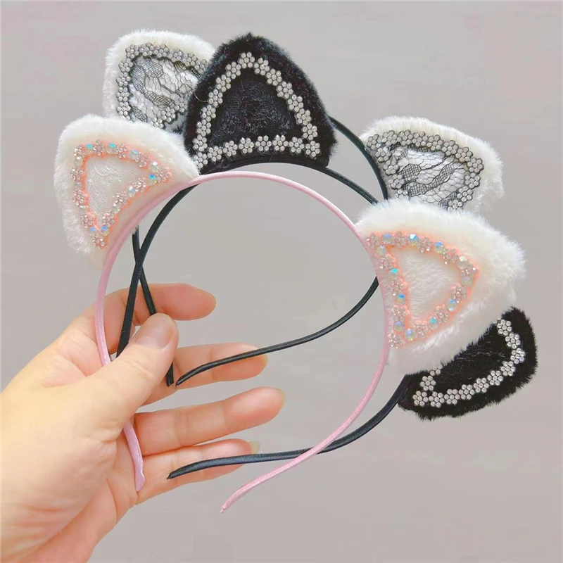 

10Pcs/Lot Cute Cat Ears Plush Headband Female Hairpin Bangs Hairband Girl Japanese Fashion Hair Accessories Hair Hoop
