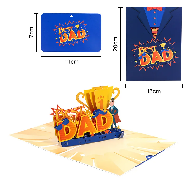 

Best DAD Greeting Card Happy Father's Day 3D Blessing Message Card Party Favors