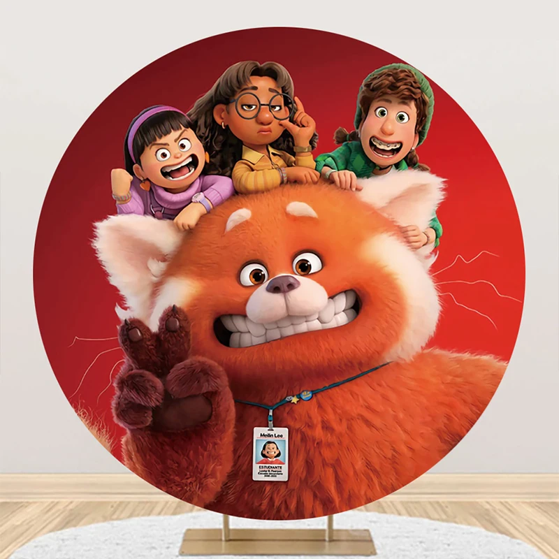 

Disney Turning Red Panda Meilin Circle Background Baby Birthday Party Decoration Banner Round Photography Backdrop Photo Studio