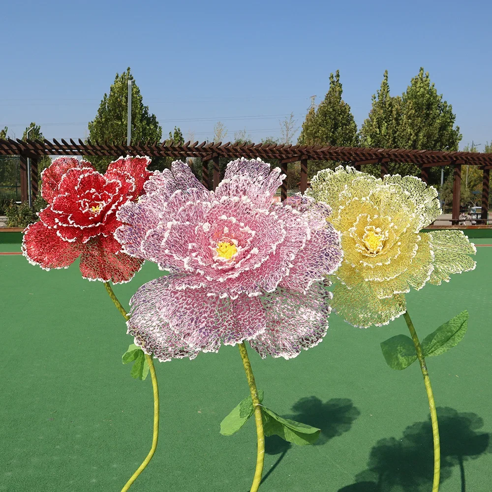 Большой пион искусственный цветок из льна свадебная дорога создание сцены