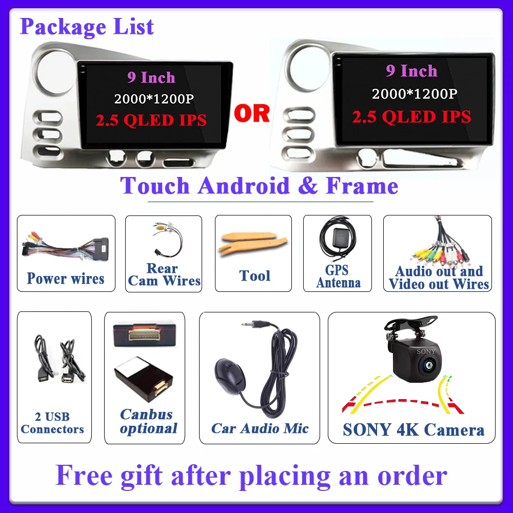 Автомобильный радиоприемник Android 14 Carplay для Toyota Matrix E130 E140 2002-2006 GPS-навигация Стерео