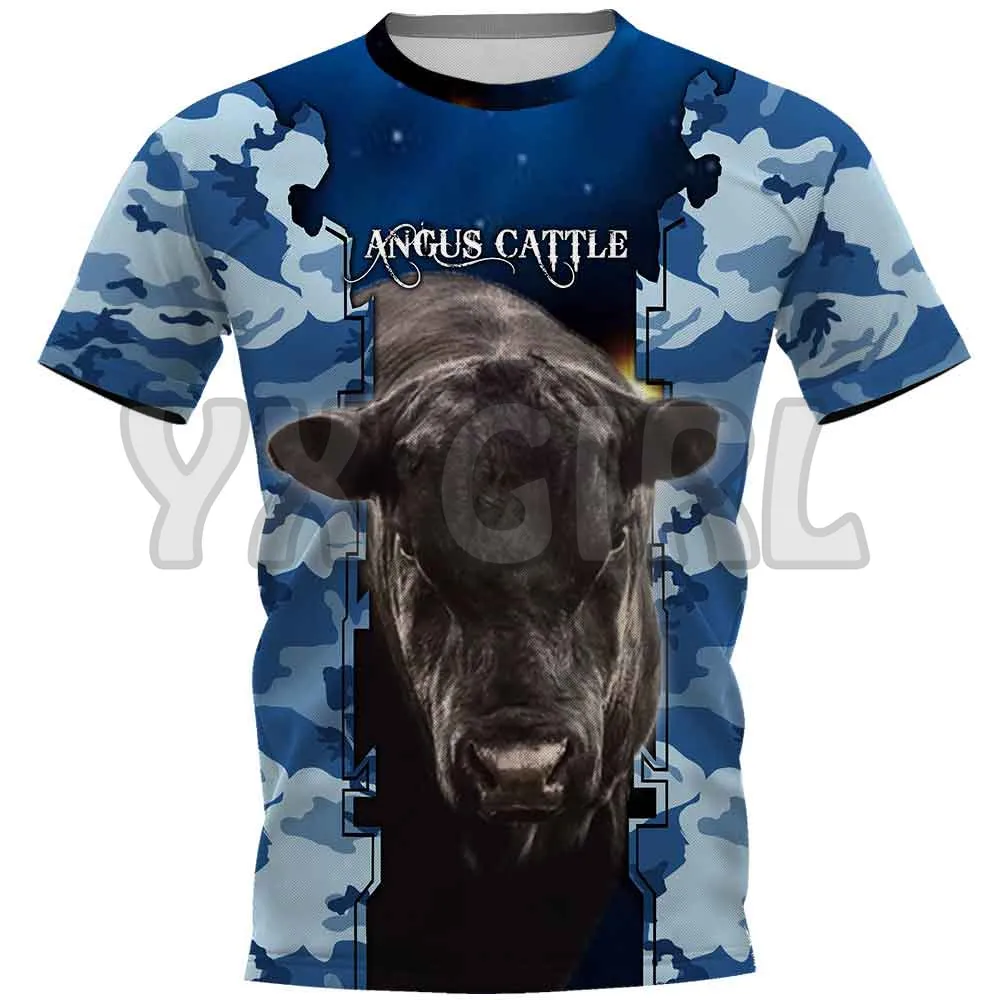 

2022 Summer Angus Cattle 3D All Over Printed T Shirts Funny Dog Tee Tops shirts Unisex