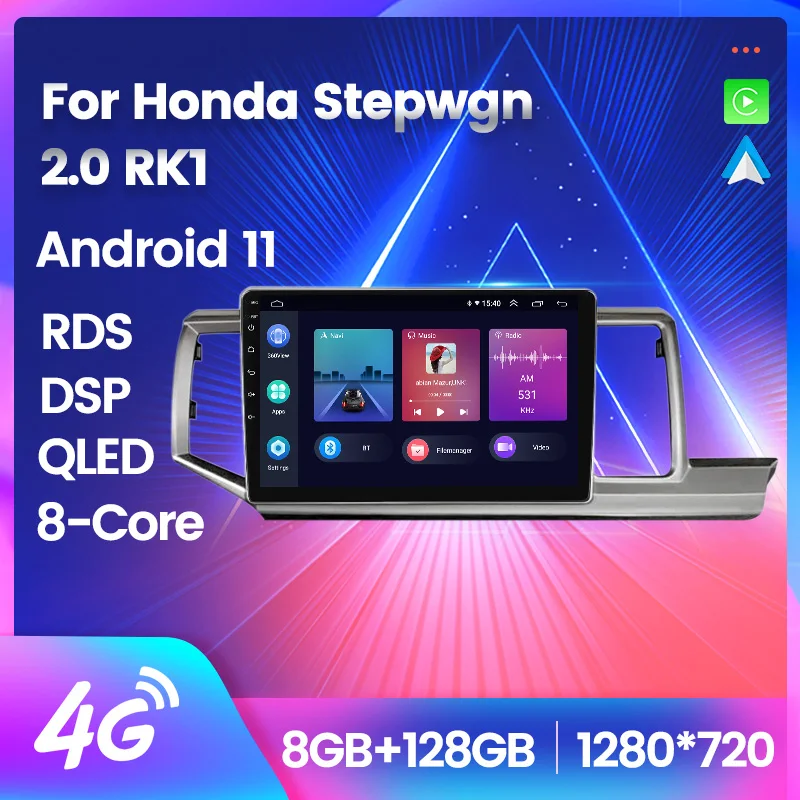 

RHD Android 11 автомобильный радиоприемник, мультимедийный видеоплеер, стерео для Honda Stepwhn 2,0 RK1 8-ядерный GPS-навигатор Carplay + Авто WiFi + 4G DSP