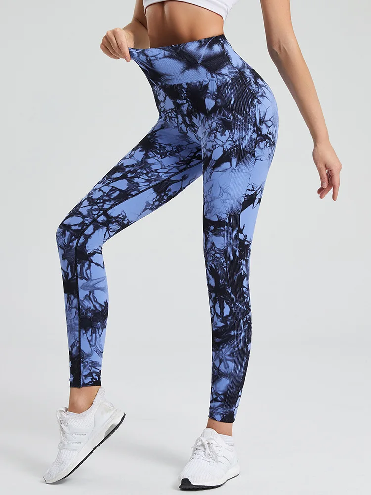 

Women Tie-Dye Printed Legging Tight Fitness Yoga Leggings Bubble Butt Sexy Hips Push Up Yoga Pants Push Up Sports Leggings