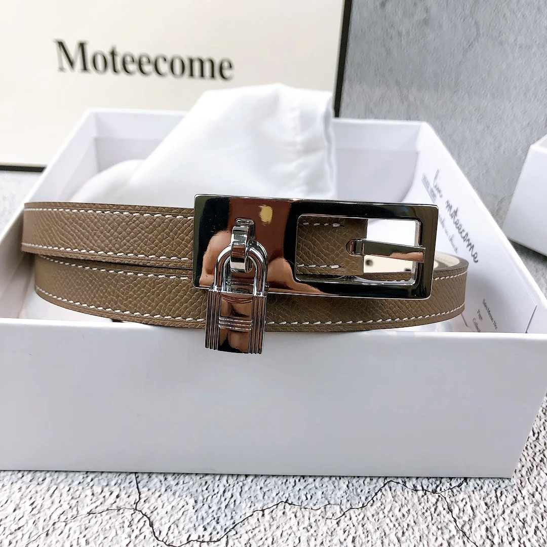 Новый кожаный ремень женский с замком простой и универсальный юбками тонкий из