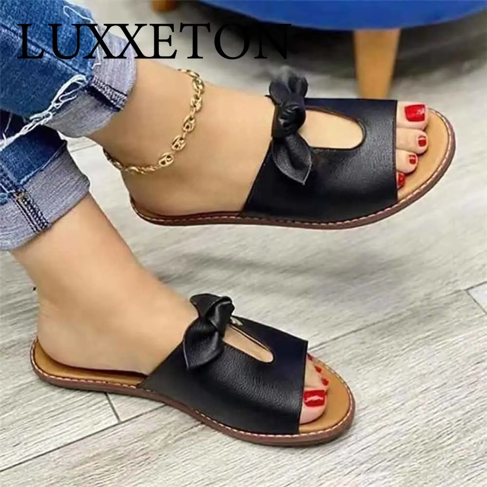 

Sandals Casual Women Summer Bow Open Toe Slippers Beach Flip-flops 2022 New Fashion Shoes