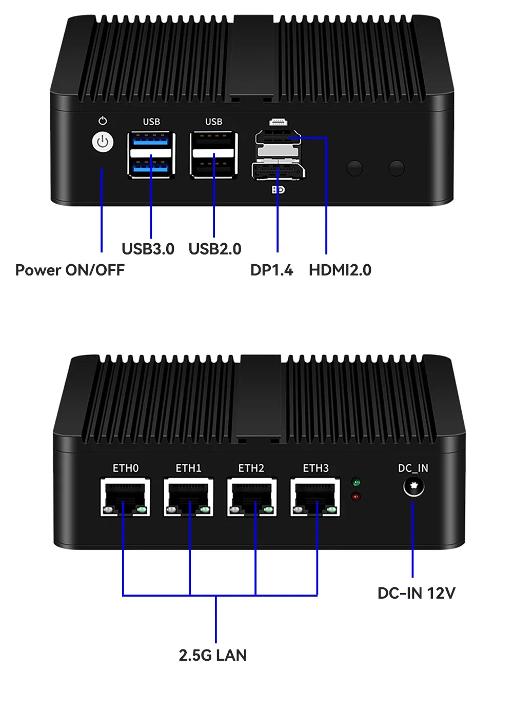 Pfsense сетевой мини-ПК N100 DDR5 HDMI/DP M.2 NVMe SSD 4x Intel Ethenret i225V i226V Windows11 Linux X86 мягкий