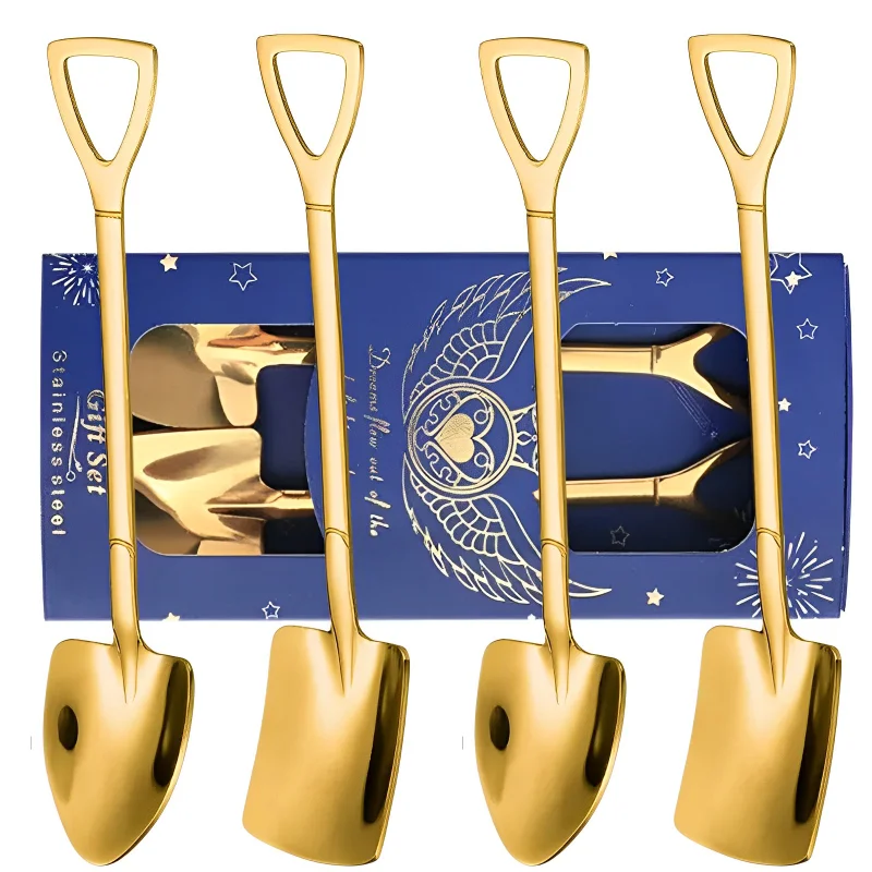 

4/2/1pcs Shovel Spoons Stainless Steel Coffee Teaspoon Creative Ice Cream Dessert Watermelon Spoon Kitchen Tableware Cutlery Set