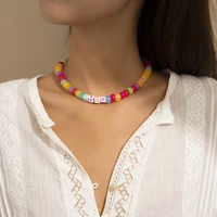 new trendy summer candy colorful beads choker necklace for women girls star letter beach party collar gift for girlfriend