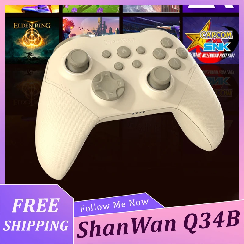 Фото Беспроводной игровой контроллер ShanWan Q34B с Bluetooth, 3 режима работы, совместимость с различными платформами, для Switch и ПК, 6-осевой гироскоп, два мотора №1