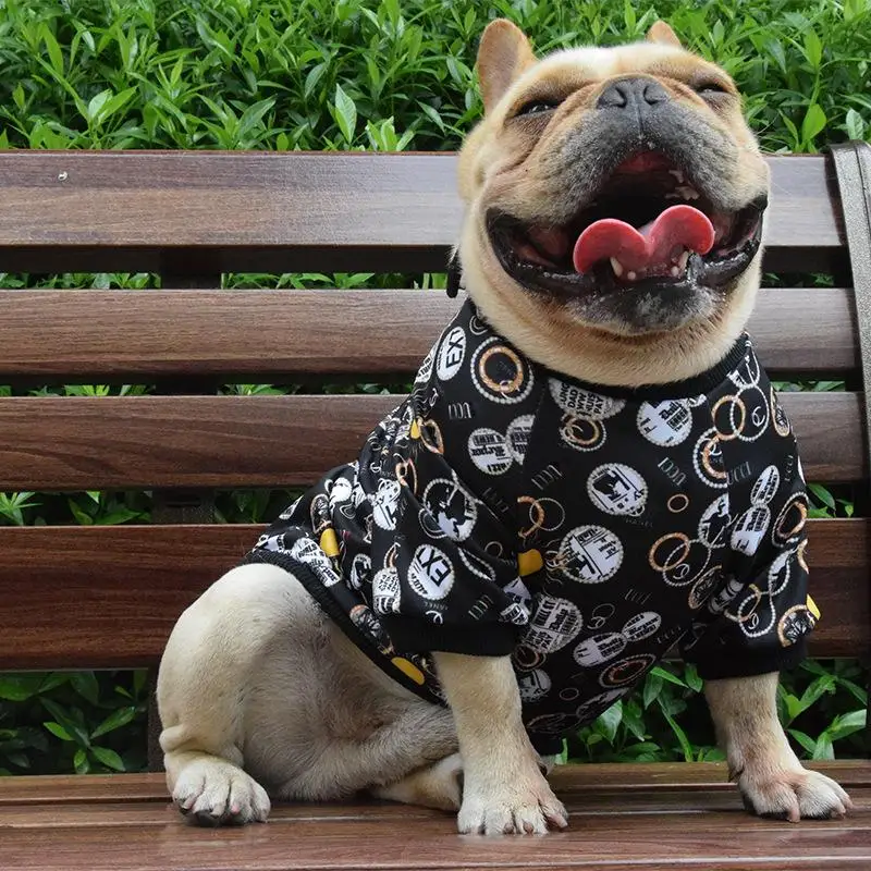 

New Printed Pet Clothes Spring and Autumn Dog Sweater Black