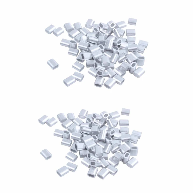 

2Mm Aluminum Double Hole Wire Rope Clamp Clip Sleeve 160 Pcs