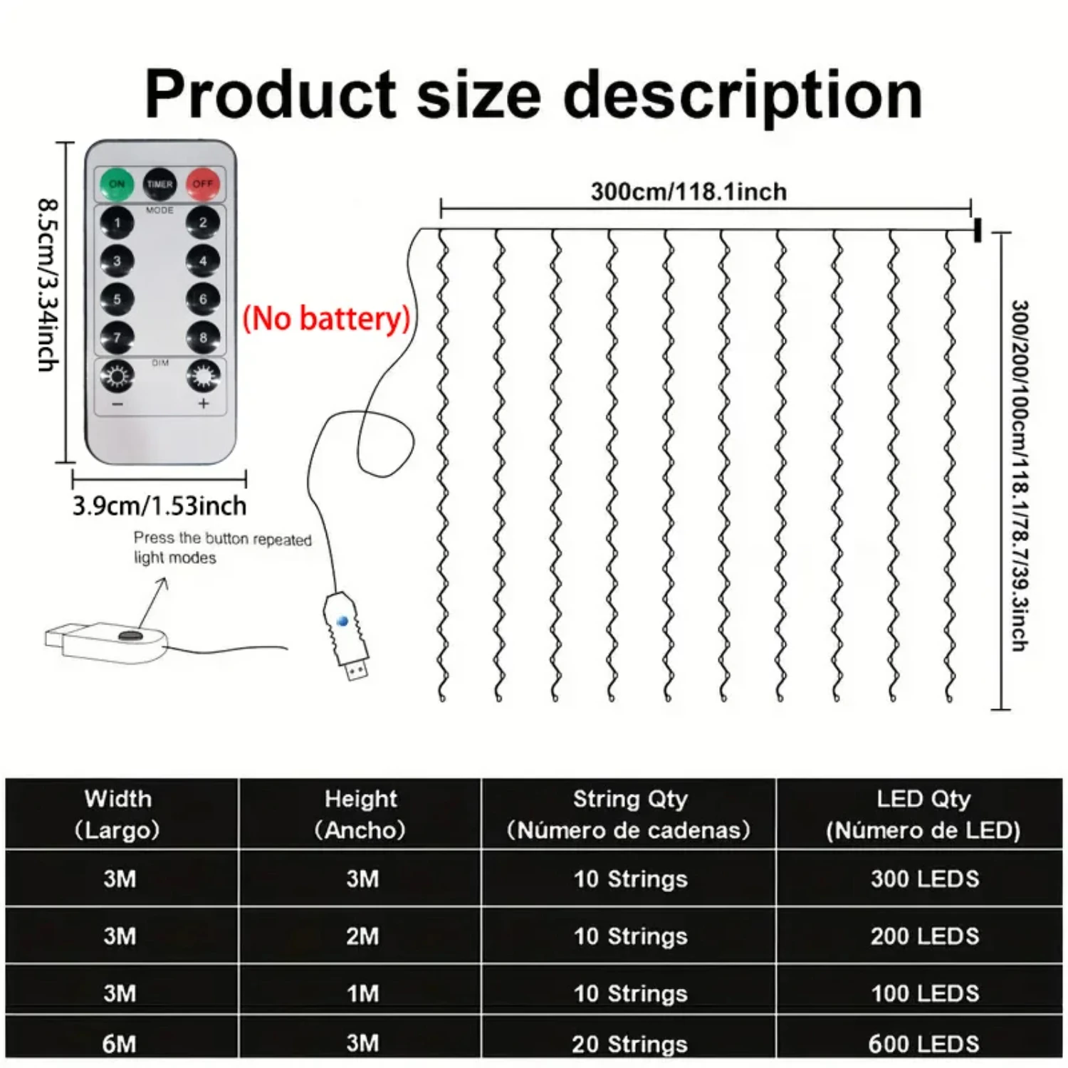 Гирлянда занавески светильники с дистанционным управлением 8 режимов USB гирлянды