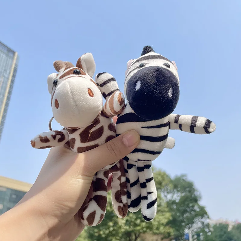 

Stuffed Toy Animals Horse Plush Zebra Keychain Cartoon Cute Doll Child Schoolbag Girls Backpack Kawaii Ornaments Car Key Pendant