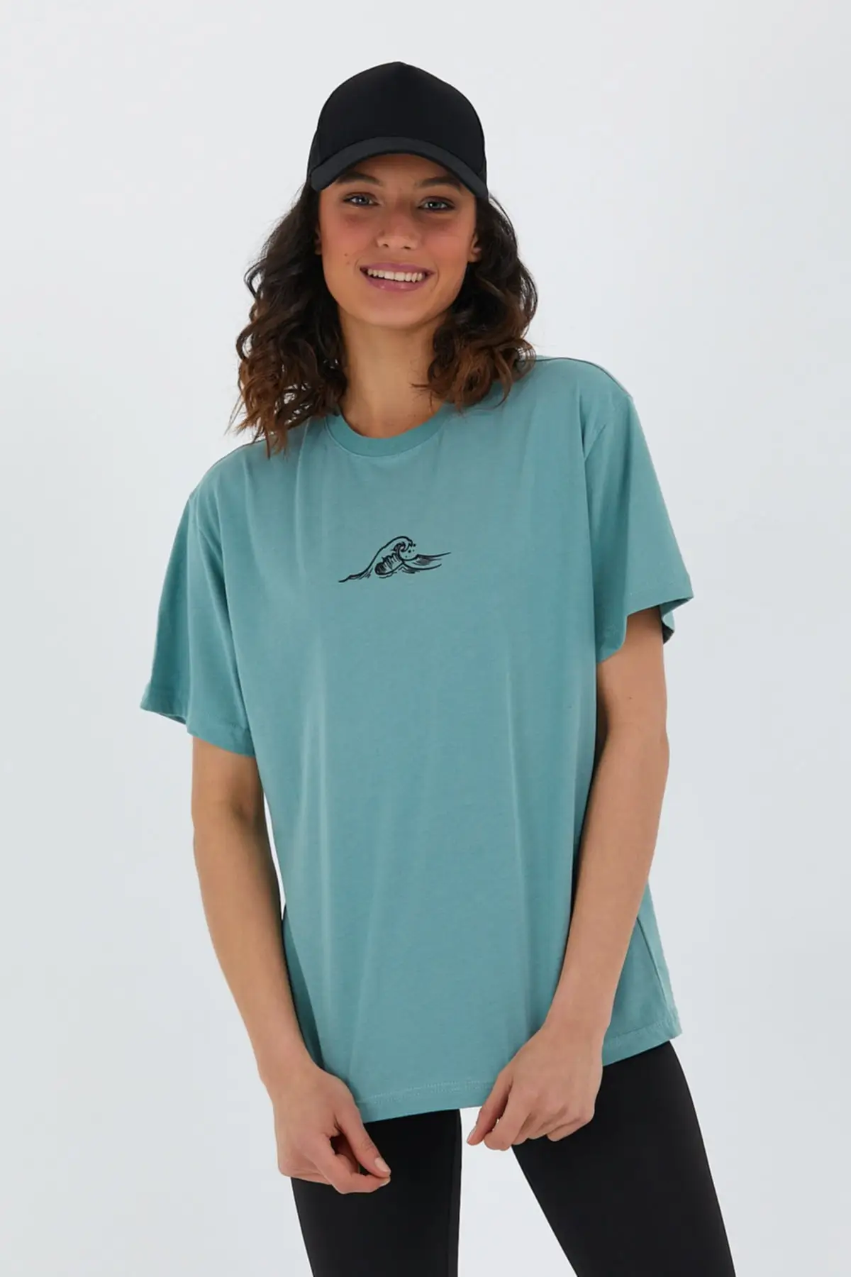 Женская футболка оверсайз с принтом морской волны Повседневная коротким рукавом