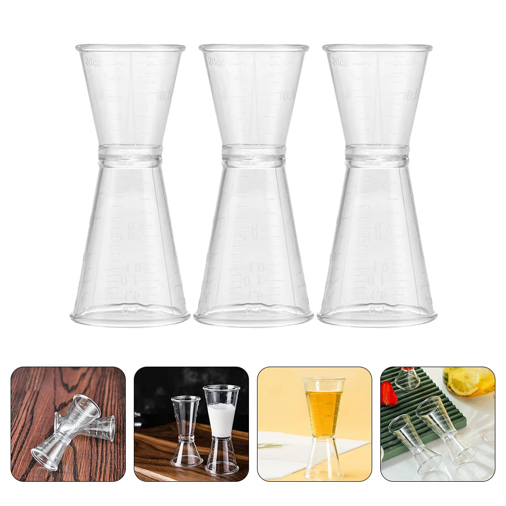 

3 Pcs Small Glasses Plastic Double-ended Measuring Cup Sided Jigger Shaker Cocktail Ounce Measure Device