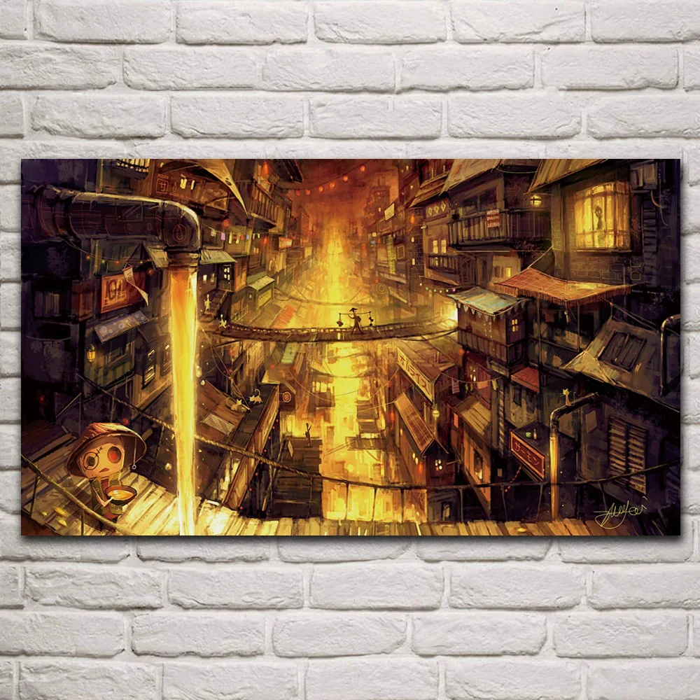 Волшебное здание древние азиатские ночники мост фэнтези тканевые плакаты на