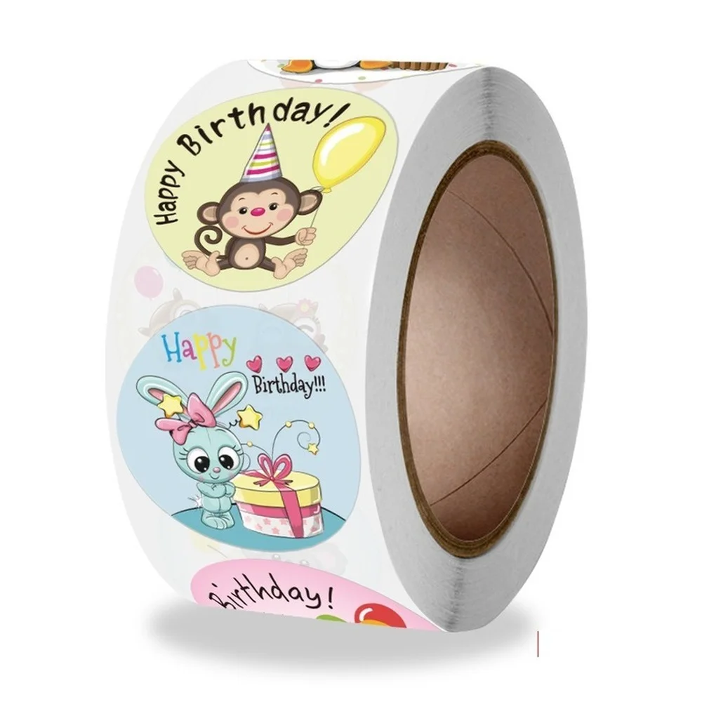 50-500pcs Happy Birthday Sticker Children's Rewards Office Stationery Decorative Label Sealing Sticker Gift Wrapping Autocollant