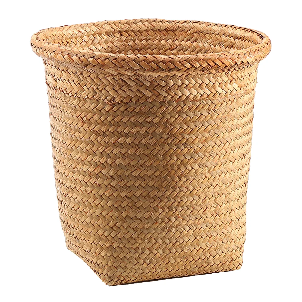

Basket Trash Can Woven Storage Wicker Rattan Garbage Waste Bin Sundries Wastebasket Laundry Container Planter Baskets Rubbish
