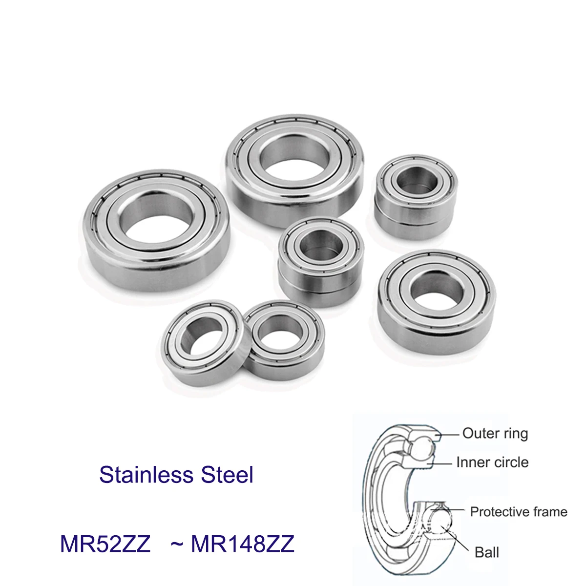 

2/3/5/10pcs Micro Deep Groove Ball Bearing Stainless Steel Ball Bearings MR52ZZ MR62ZZ MR63ZZ MR74ZZ ~ MR128ZZ MR137ZZ MR148ZZ