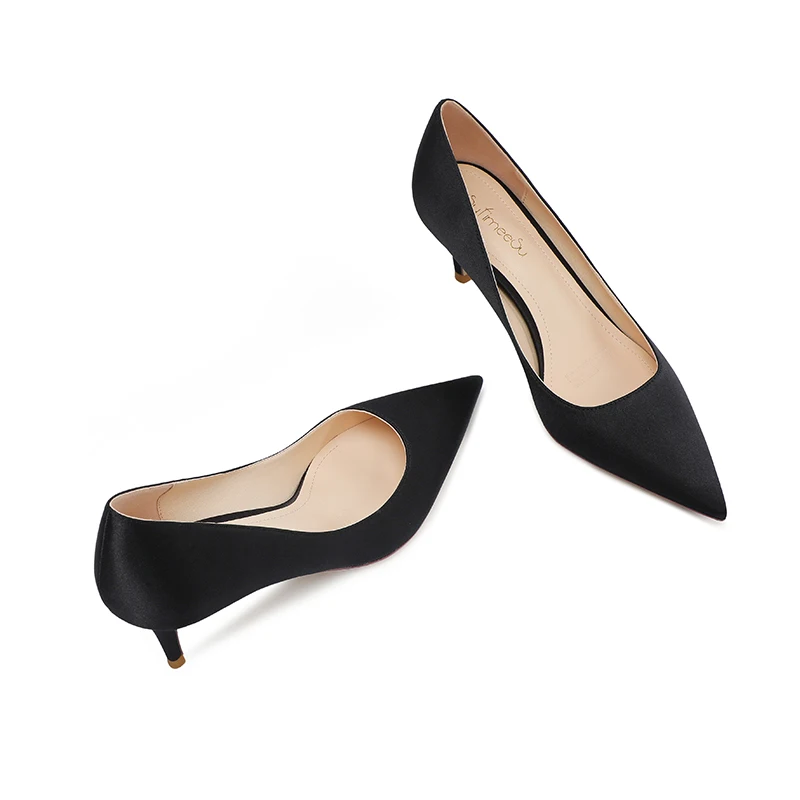 Туфли-лодочки женские атласные элегантные пикантные вечерние туфли заостренный