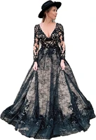 muslim evening dresses long luxury 2022 beading lace a line backless prom gowns for women party wear formal with sleeves robe