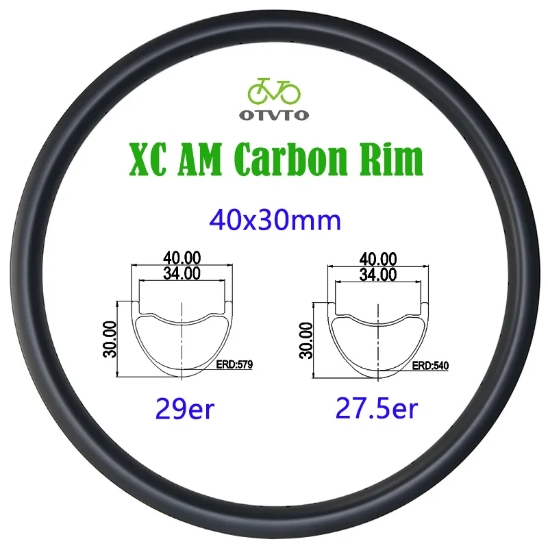 Carbon Rim 29 AM 27.5er XC 40mm wide 30mm deep Symmetry 40x30 MTB Carbon Bike Rims Tubuless 24H 28H 32H UD 3K 12K Matte Glossy