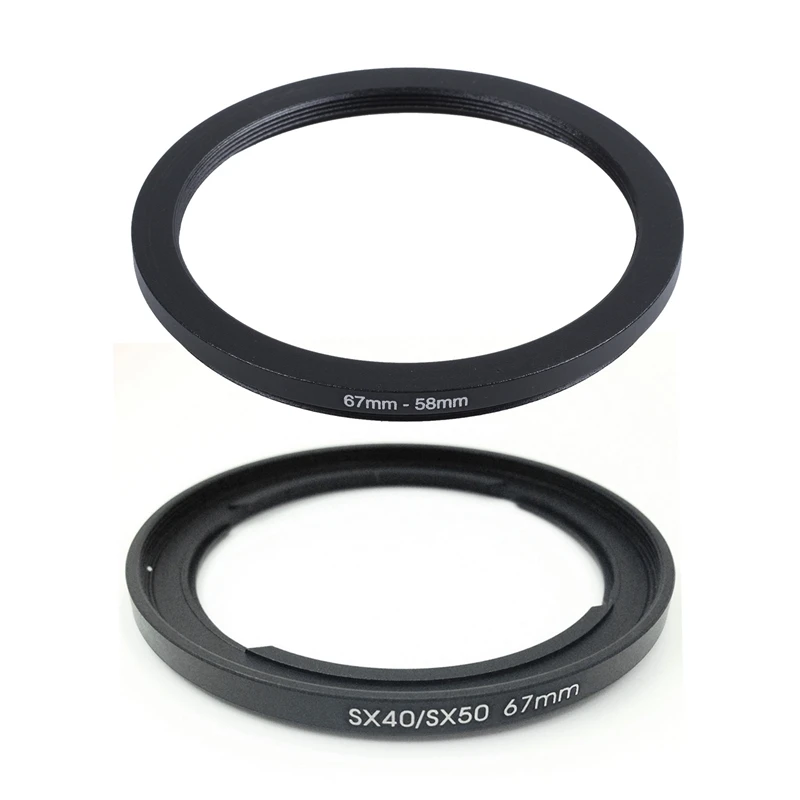 

67Mm-58Mm 67Mm To 58Mm Black Step Down Ring Adapter & 67Mm Filter Adapter For Canon Powershot Sx30 Sx40 Sx50 Sx520