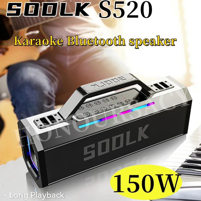 

150W high-power Karaoke Bluetooth speaker stereo surround subwoofer portable home theater sound with microphone boombox