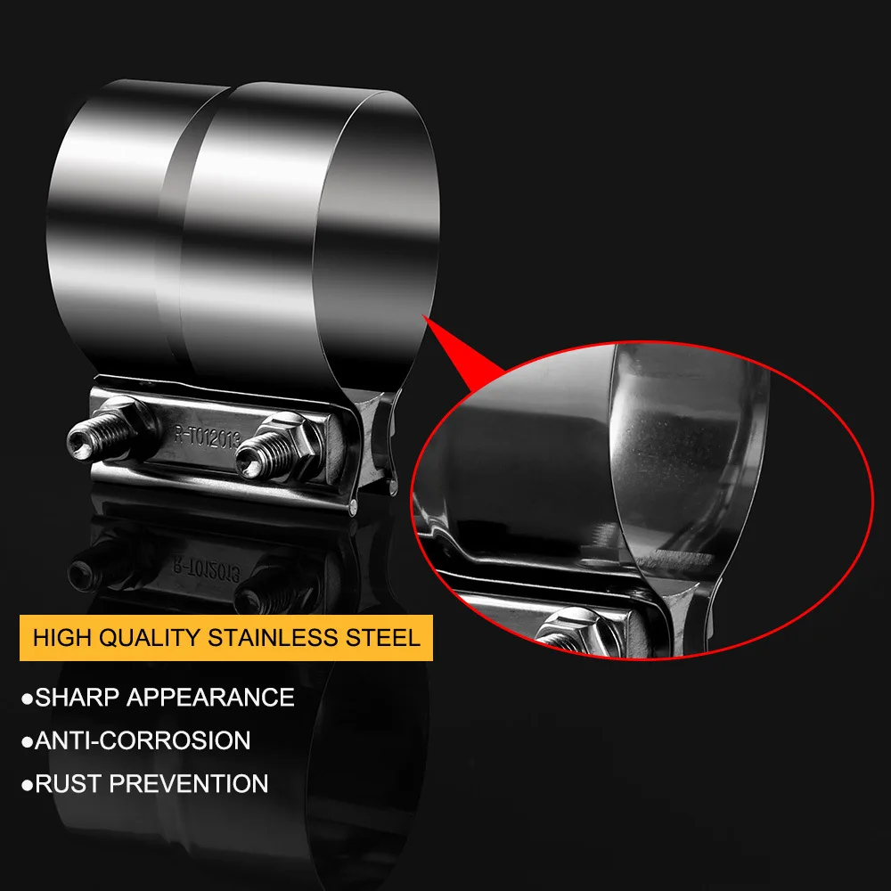 

Universal 2"-3" Inch Aluminium Stainless Steel Butt Joint Band Exhaust Clamp Sleeve Coupler Car Accessories